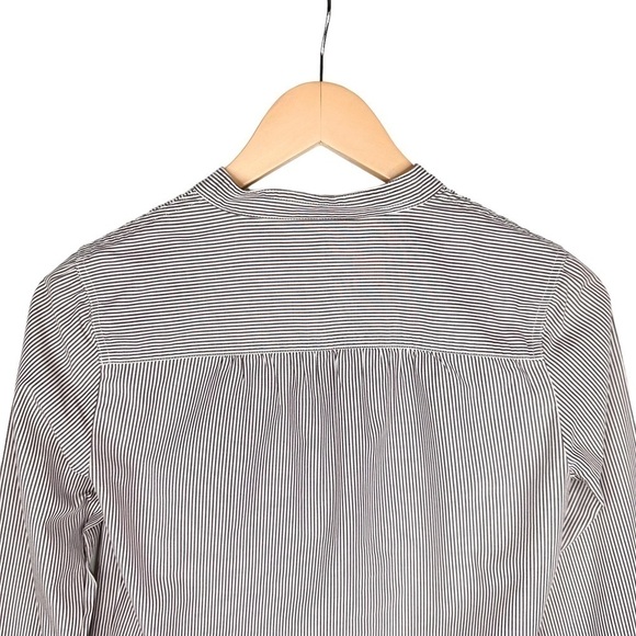 Banana Republic brown white stripe tunic blouse top long sleeve buttons XS - Picture 9 of 16
